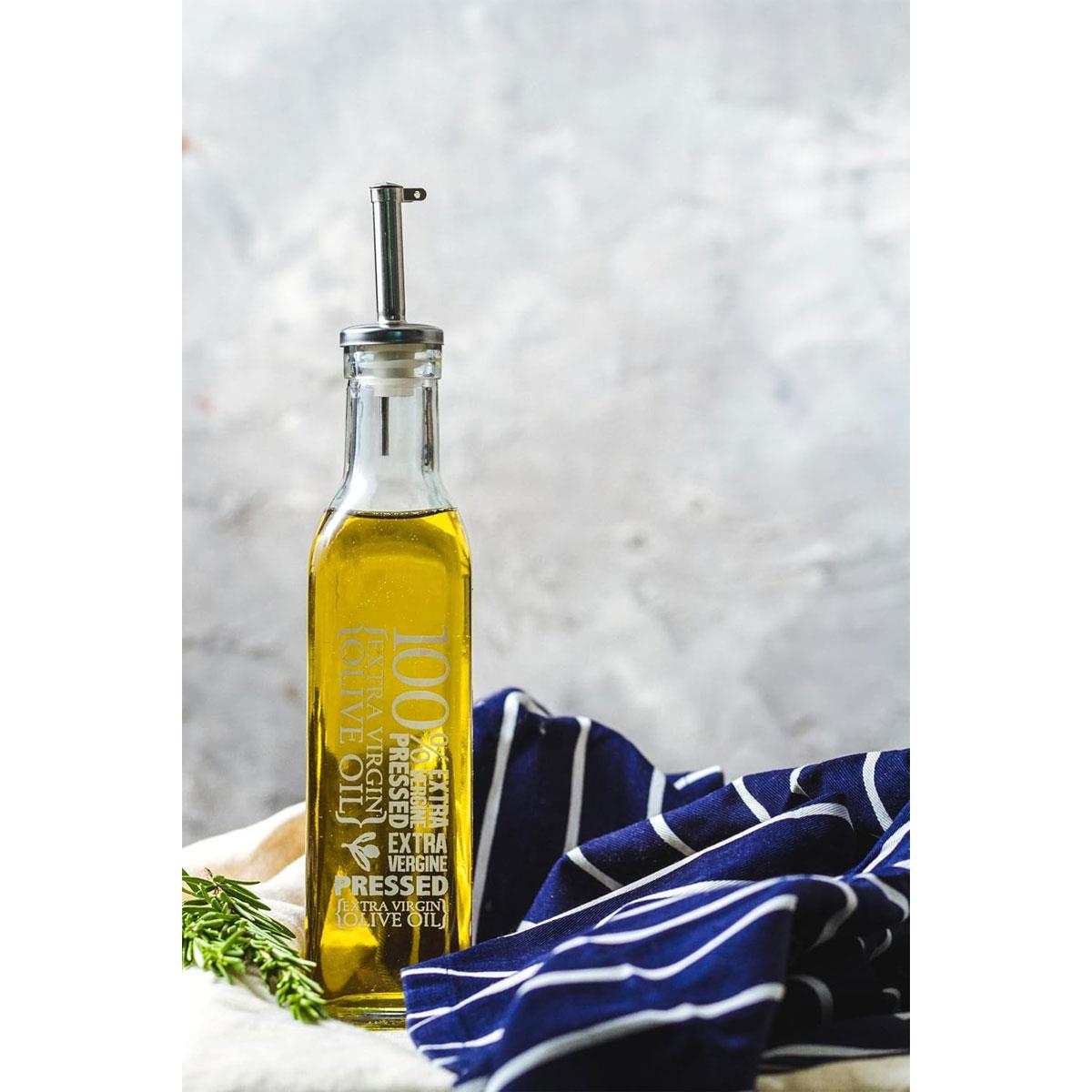 KitchenCraft Glass Olive Oil & Vinegar Dispenser Bottle World of Flavours 270ml Clear - Image 4