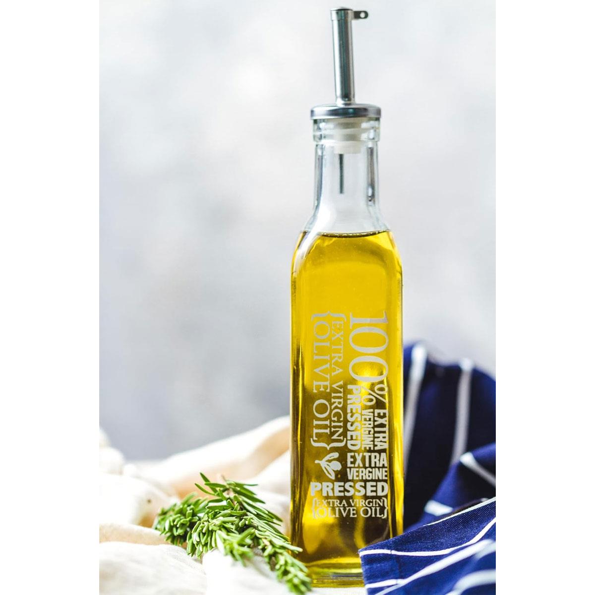 KitchenCraft Glass Olive Oil & Vinegar Dispenser Bottle World of Flavours 270ml Clear - Image 6