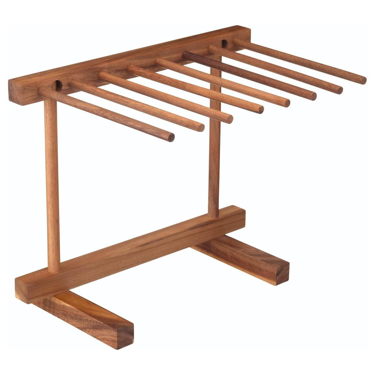 KitchenCraft Pasta Drying Rack World of Flavours Collapsible Acacia Wood 8-Arm Brown 36 x 30 x 23.5 cm