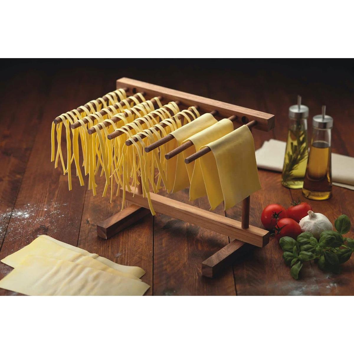 KitchenCraft Pasta Drying Rack World of Flavours Collapsible Acacia Wood 8-Arm Brown 36 x 30 x 23.5 cm - Image 3