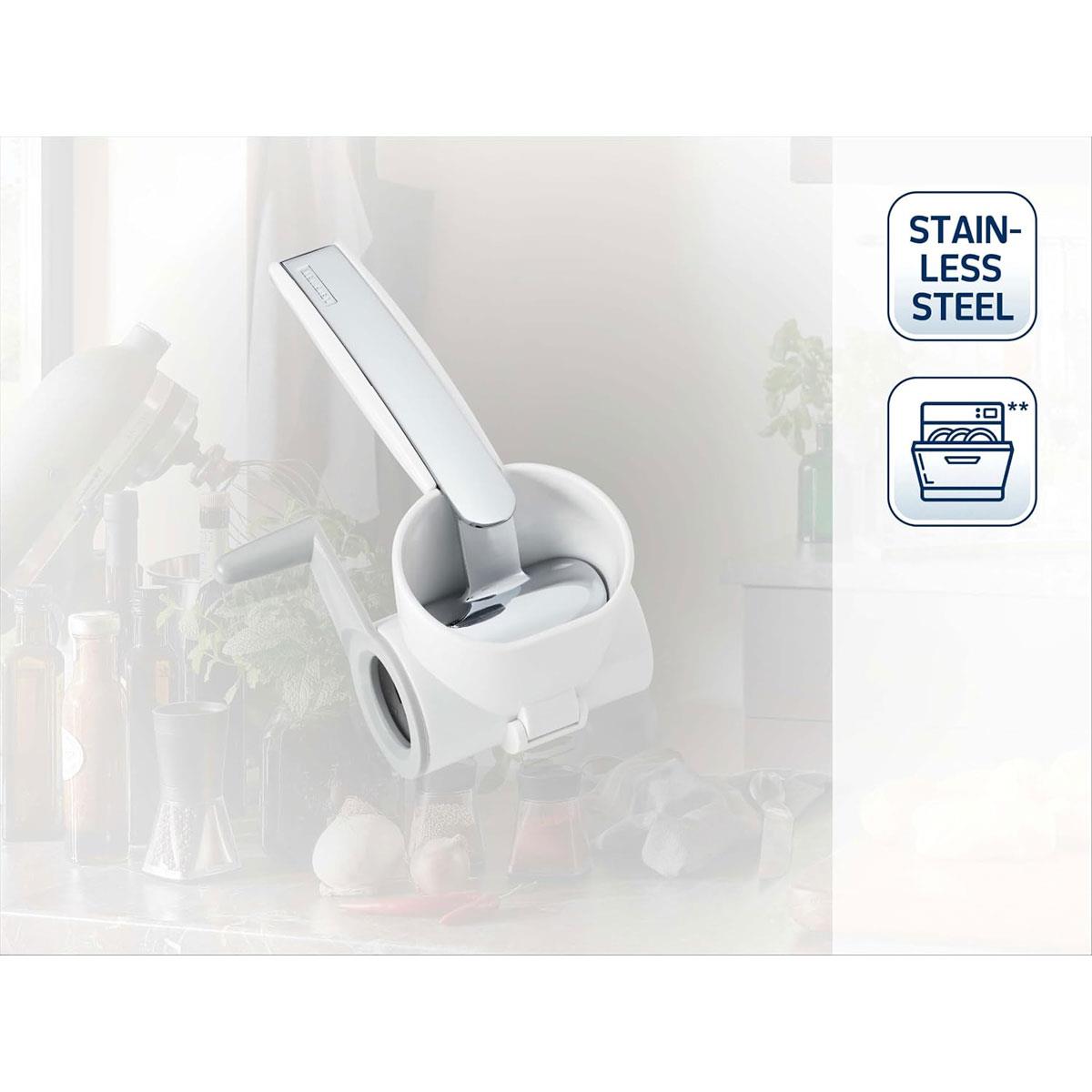 Leifheit Cheese Mill ComfortLine Parmesan Grater Stainless Steel & Plastic White Left & Right Handed - Image 3
