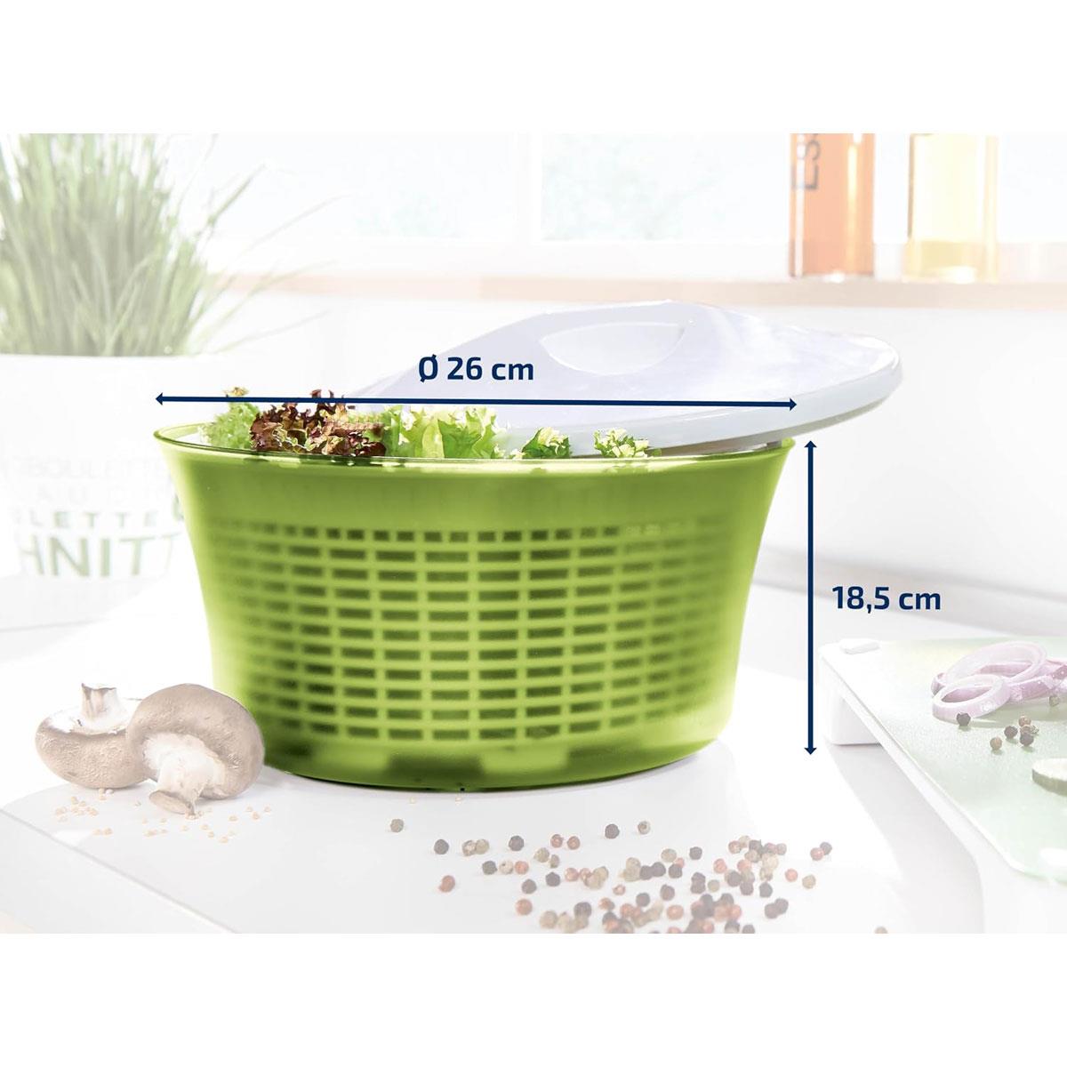 Leifheit Salad Spinner 5.5L Signature Green Salad Dryer with Left-Right Cable Spin Serving Bowl & Colander - Image 2