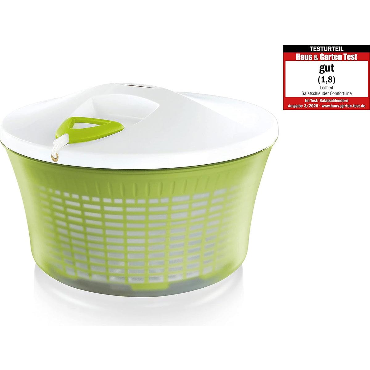 Leifheit Salad Spinner 5.5L Signature Green Salad Dryer with Left-Right Cable Spin Serving Bowl & Colander - Image 3
