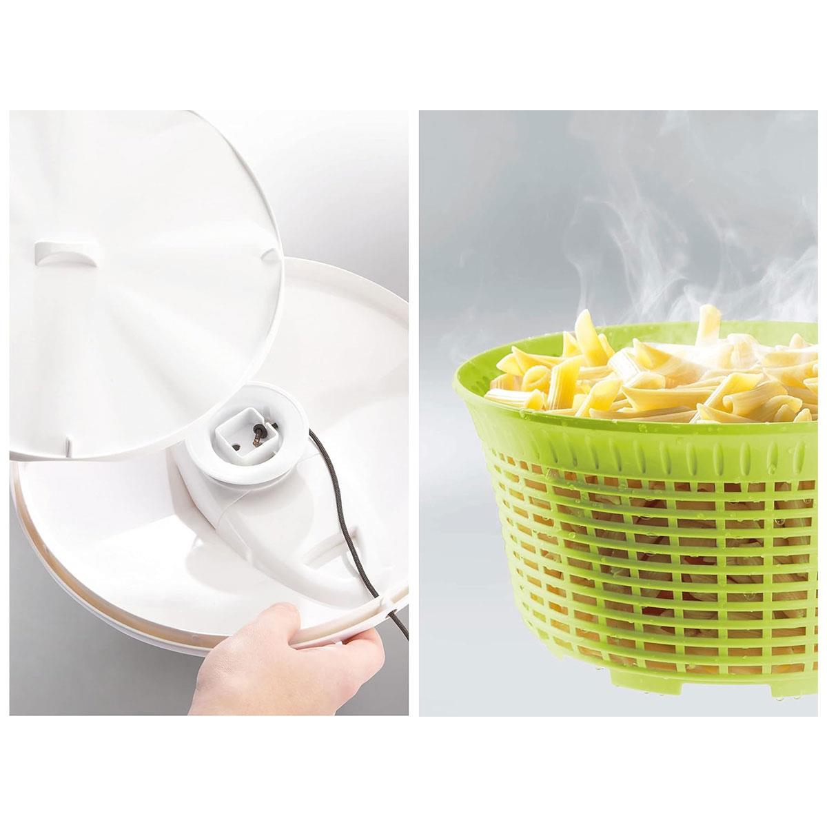 Leifheit Salad Spinner 5.5L Signature Green Salad Dryer with Left-Right Cable Spin Serving Bowl & Colander - Image 5