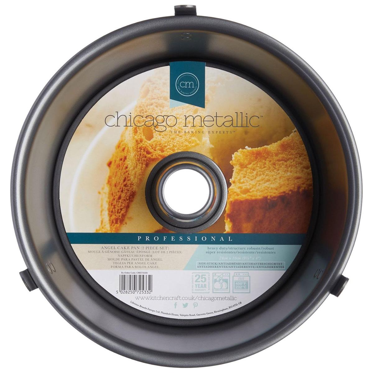 Chicago Metallic Professional Angel Food Cake Tin 25cm Carbon Steel Non-Stick Loose Base Grey - Image 3