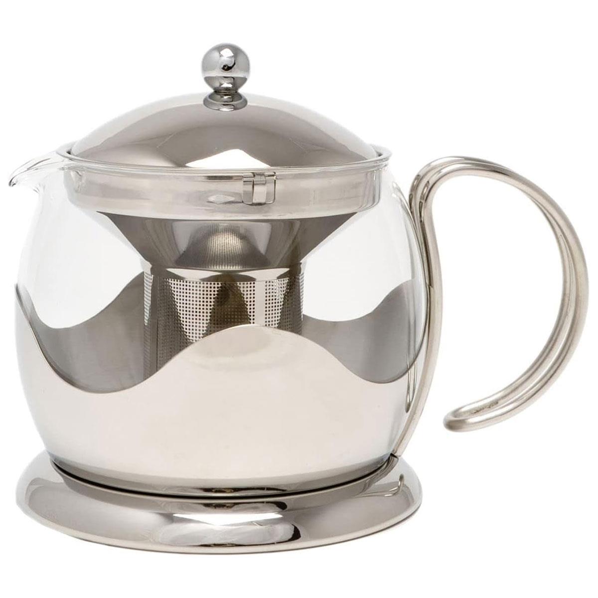 La Cafetiere Izmir Glass Teapot 660ml 2 Cup Borosilicate Glass with Stainless Steel Infuser Silver