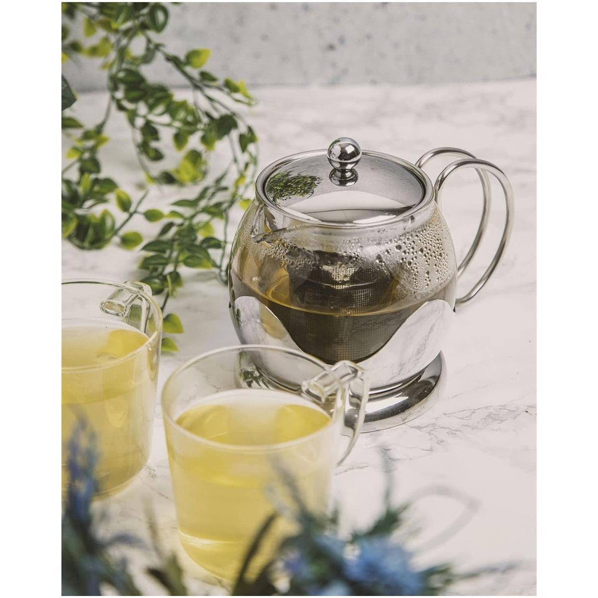 La Cafetiere Izmir Glass Teapot 660ml 2 Cup Borosilicate Glass with Stainless Steel Infuser Silver - Image 3
