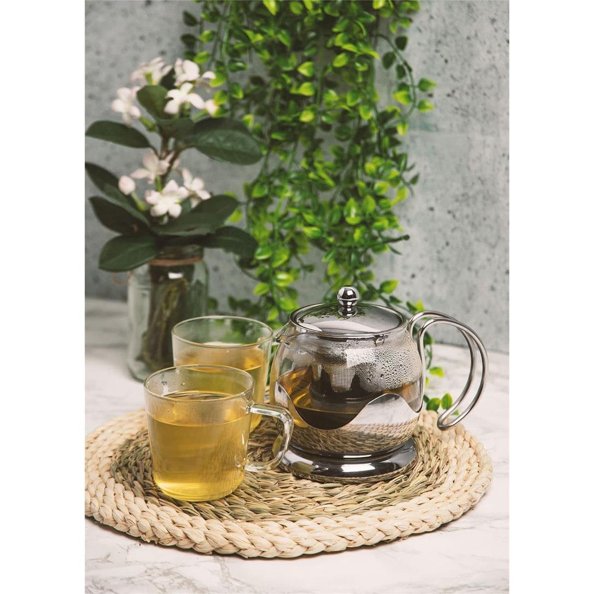 La Cafetiere Izmir Glass Teapot 660ml 2 Cup Borosilicate Glass with Stainless Steel Infuser Silver - Image 4