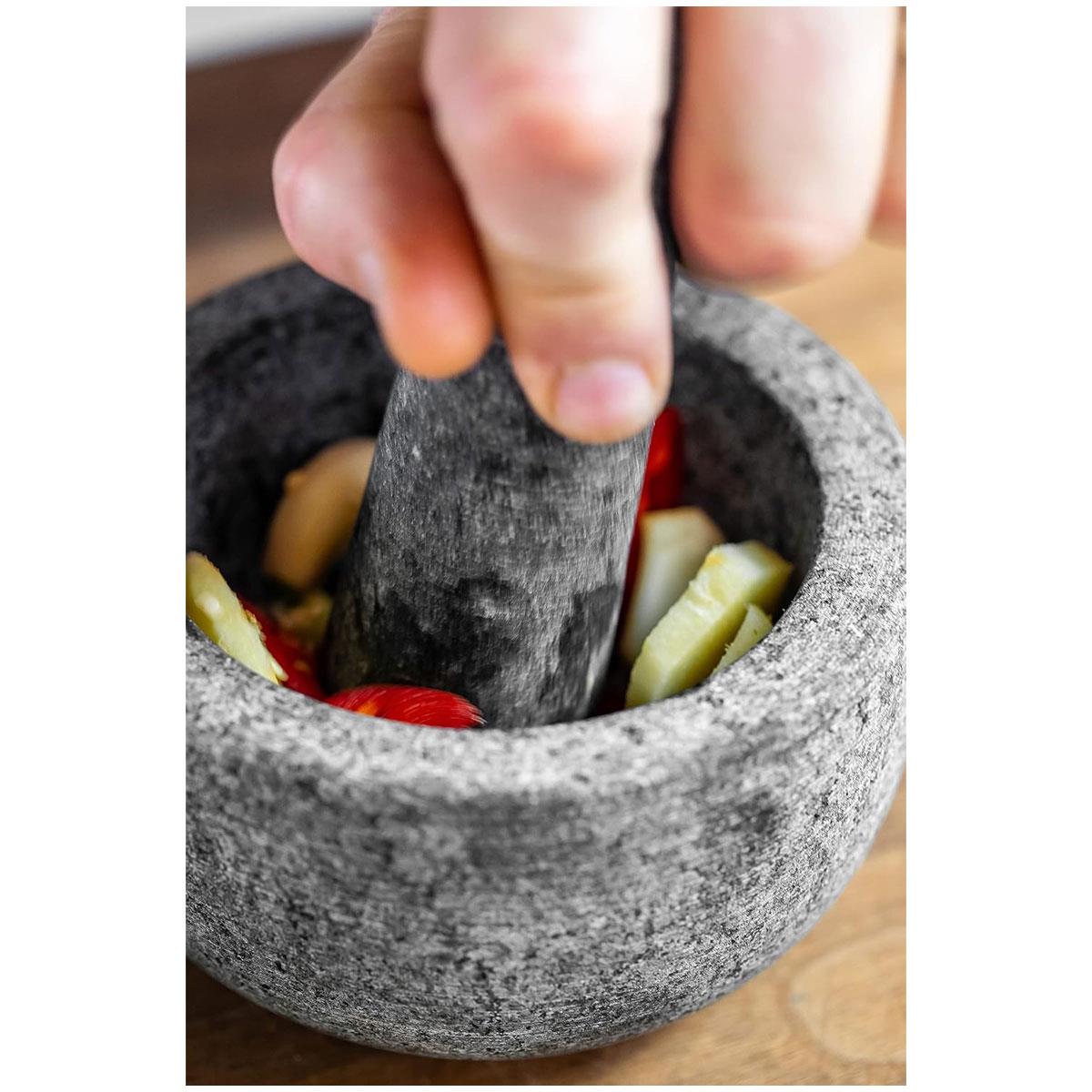 MasterClass Granite Pestle and Mortar Set 12cm Non-Porous Polished Grey for Herbs Spices Garlic and Seasonings - Image 2