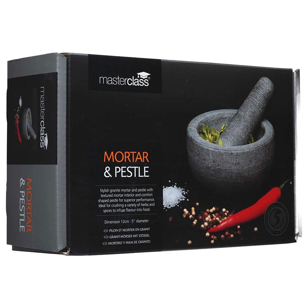 MasterClass Granite Pestle and Mortar Set 12cm Non-Porous Polished Grey for Herbs Spices Garlic and Seasonings - Image 3
