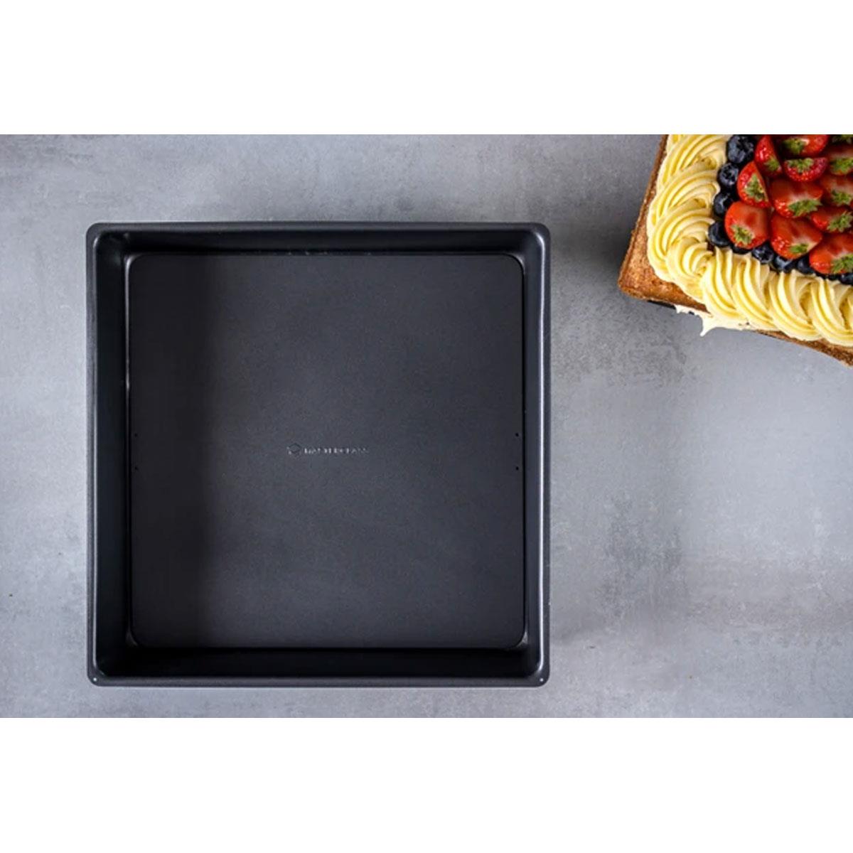 MasterClass Deep Square Cake Tin 30cm 12 Inch Carbon Steel Non-Stick Loose Base Grey 8cm - Image 7