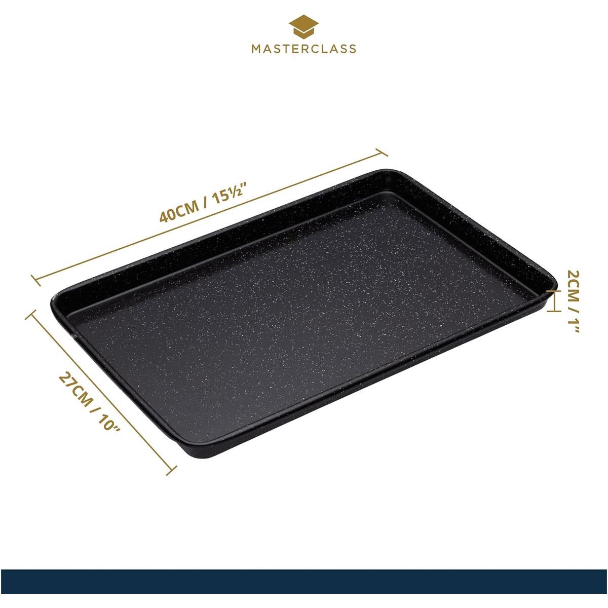 MasterClass Large Baking Tray 39x27cm 1mm Steel Vitreous Enamel Scratch Resistant Induction Safe Black - Image 2