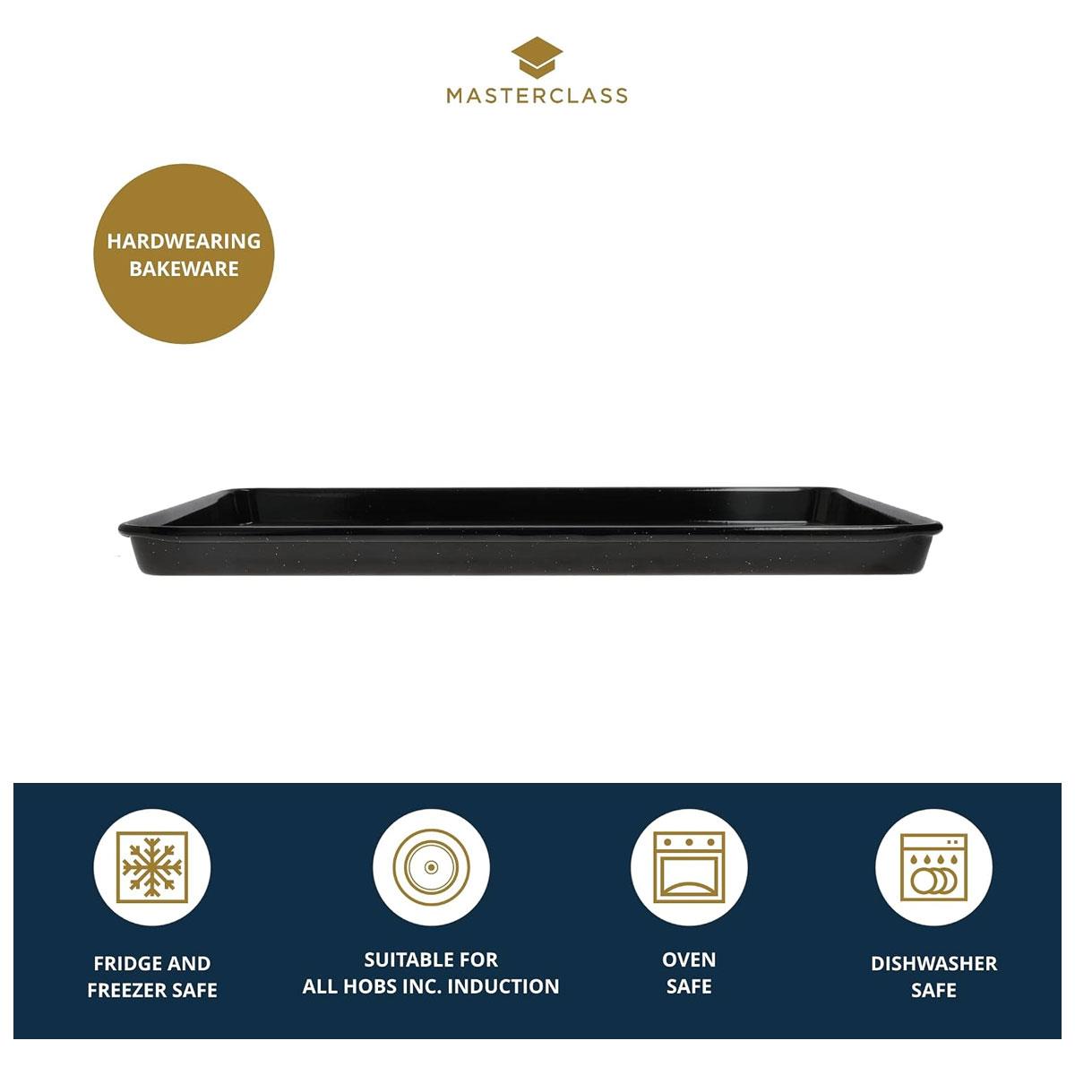 MasterClass Large Baking Tray 39x27cm 1mm Steel Vitreous Enamel Scratch Resistant Induction Safe Black - Image 3