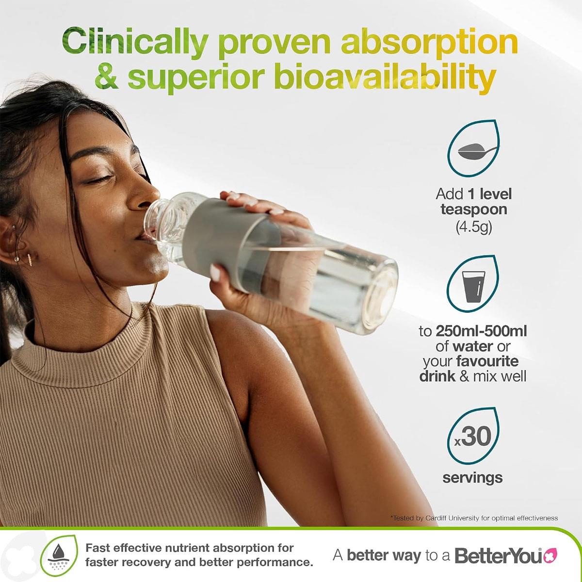 BetterYou Magnesium Max 3 in 1 Powder 135g Lemon & Lime 375mg Magnesium Glycinate Citrate & Malate Vegan - Image 6
