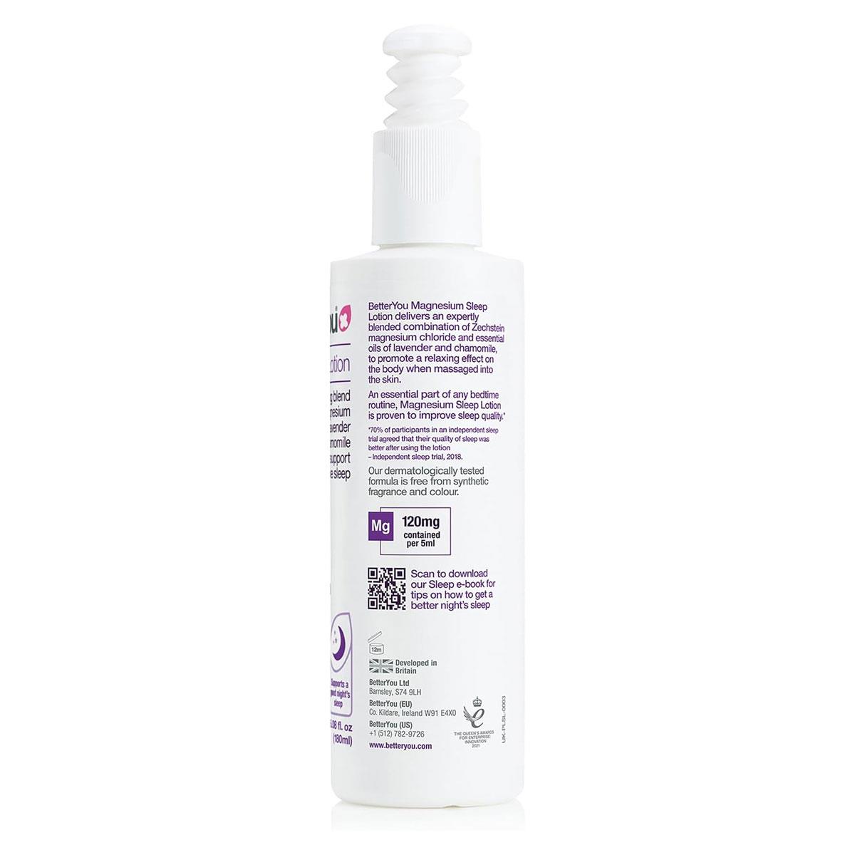 BetterYou Magnesium Sleep Lotion 180ml Lavender & Chamomile Magnesium Chloride Body Moisturiser Vegan - Image 7