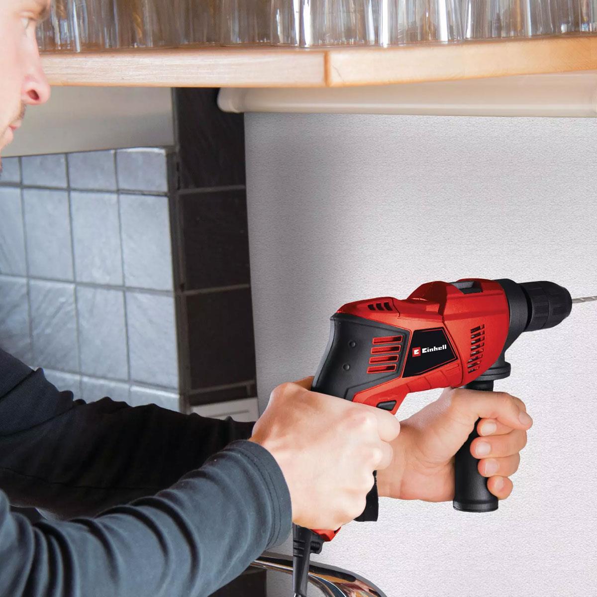 Einhell TE-ID 500 E Hammer Drill 550W 13mm Chuck 3000rpm 3 in 1 Drilling Impact & Screwdriving 5 Stone Bits - Image 4