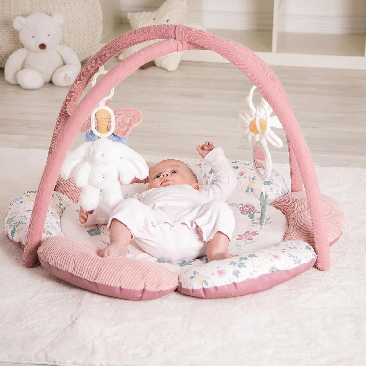 Red Kite Baby Play Gym Rose & Ivy Padded Play Mat with Hanging Toys Textured Fabric Pink - Image 2