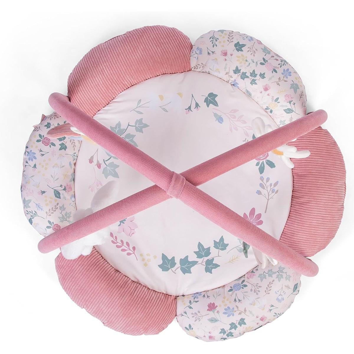 Red Kite Baby Play Gym Rose & Ivy Padded Play Mat with Hanging Toys Textured Fabric Pink - Image 3