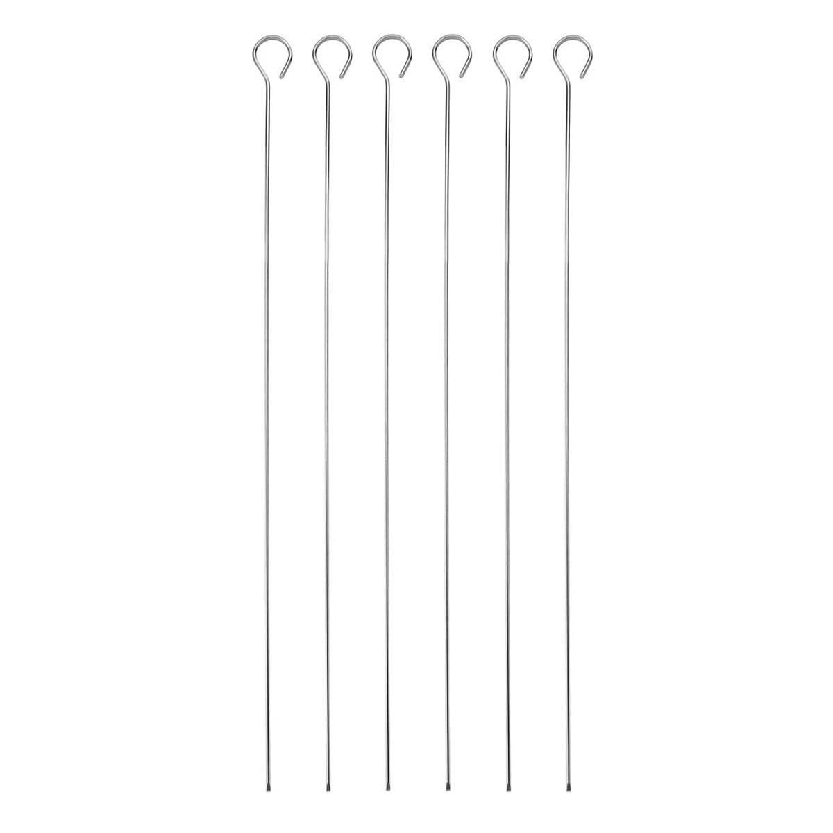MasterClass Stainless Steel Flat-Sided BBQ Skewers 400 mm Set of 6 Silver Oven & Dishwasher Safe