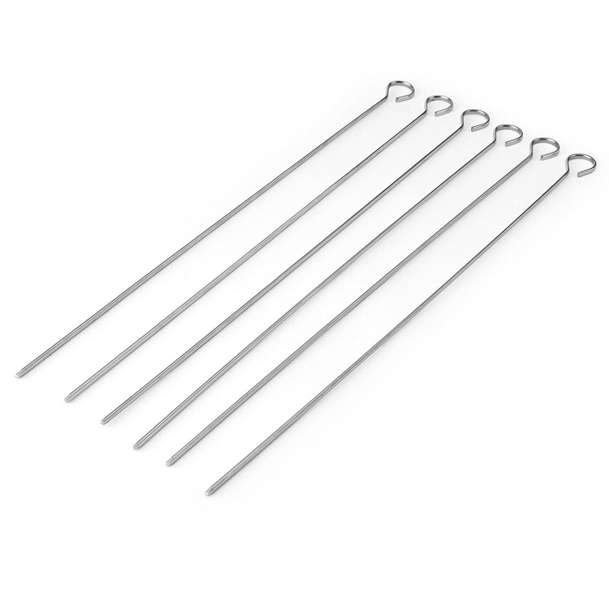 MasterClass Stainless Steel Flat-Sided BBQ Skewers 400 mm Set of 6 Silver Oven & Dishwasher Safe - Image 2