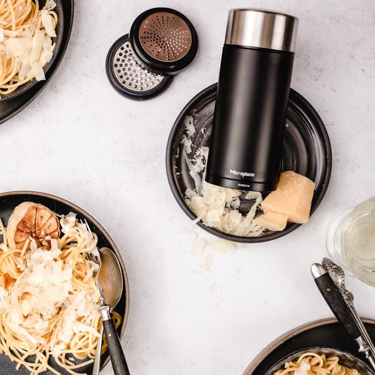 Microplane Universal Mill Grater Stainless Steel 3 Interchangeable Blades Black with Lid - Image 6