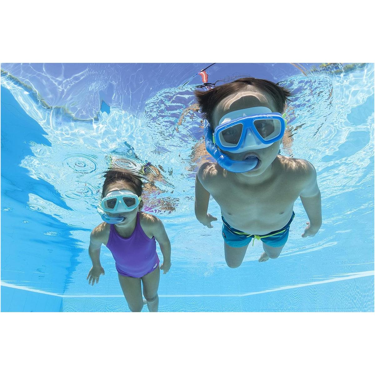 Bestway Aqua Champ Essential Kids Snorkel Mask Set with Dual Polycarbonate Lenses Adjustable Strap Assorted Colours 3+ Years - Image 2