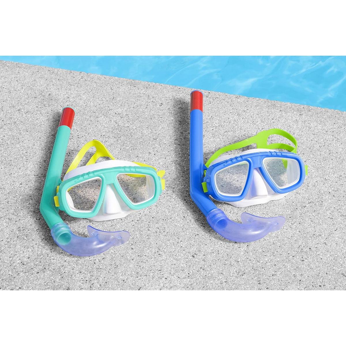 Bestway Aqua Champ Essential Kids Snorkel Mask Set with Dual Polycarbonate Lenses Adjustable Strap Assorted Colours 3+ Years - Image 15