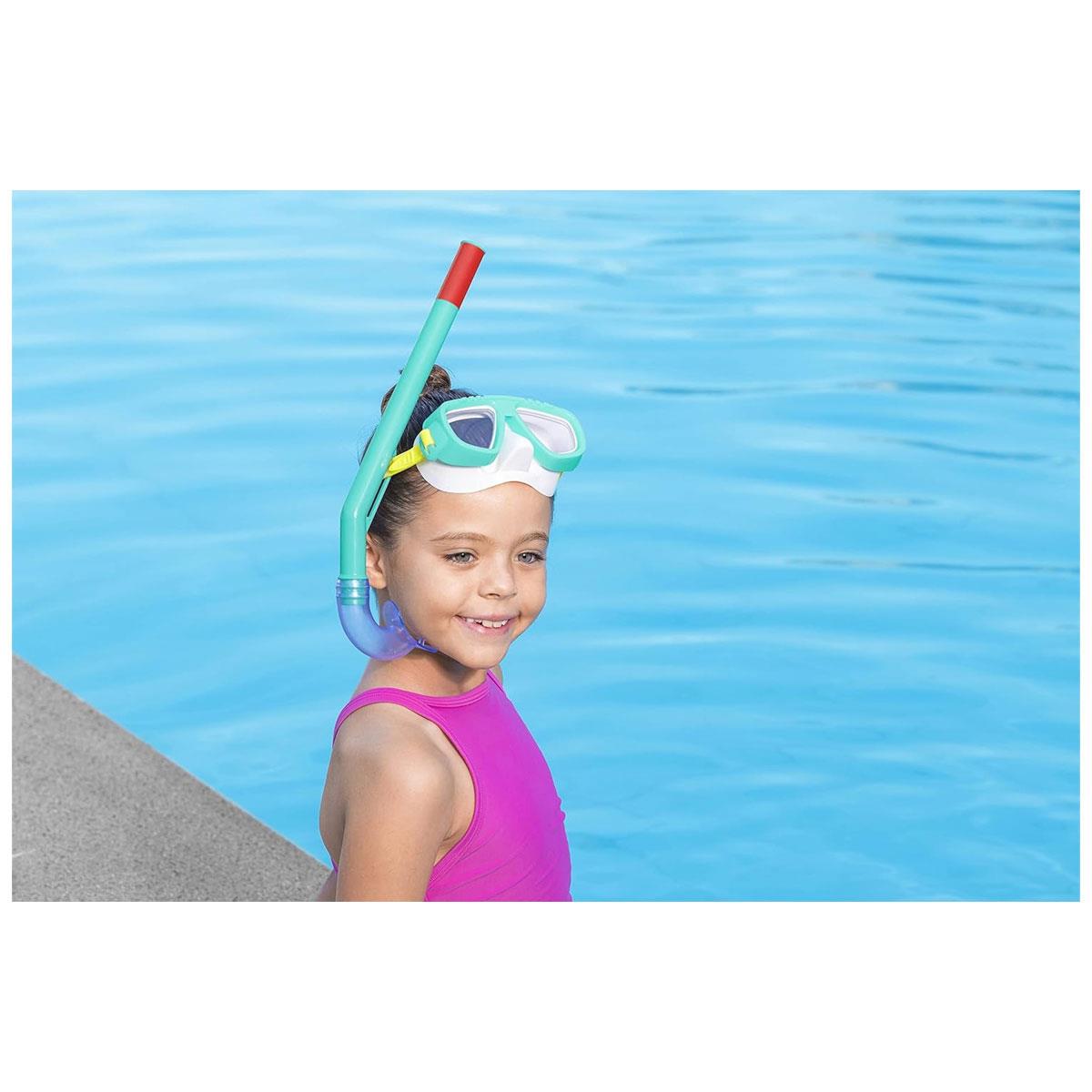 Bestway Aqua Champ Essential Kids Snorkel Mask Set with Dual Polycarbonate Lenses Adjustable Strap Assorted Colours 3+ Years - Image 16