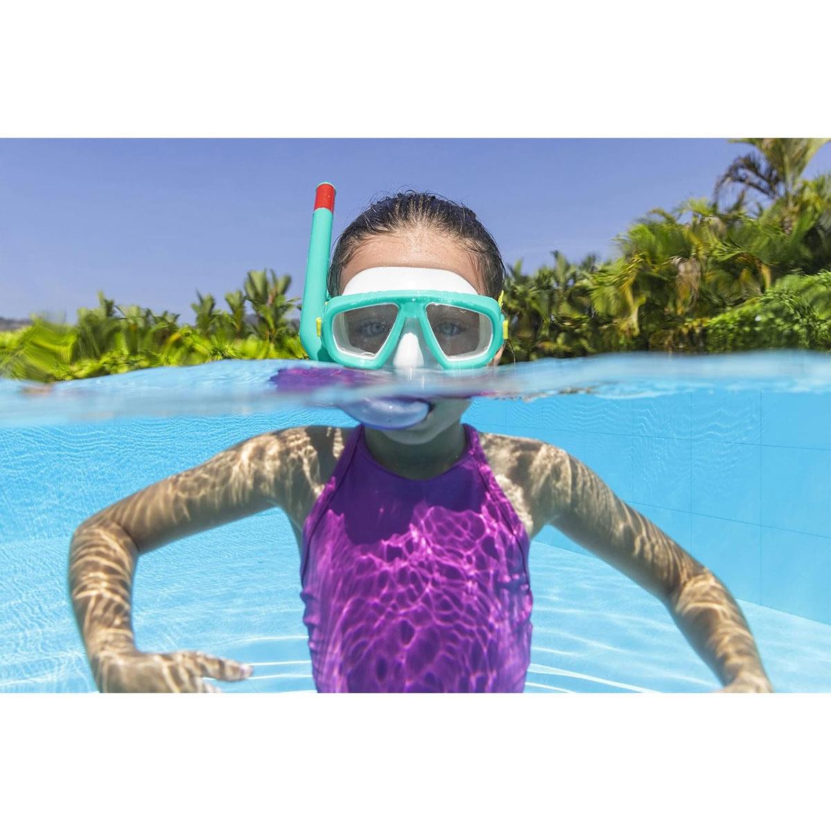 Bestway Aqua Champ Essential Kids Snorkel Mask Set with Dual Polycarbonate Lenses Adjustable Strap Assorted Colours 3+ Years - Image 17