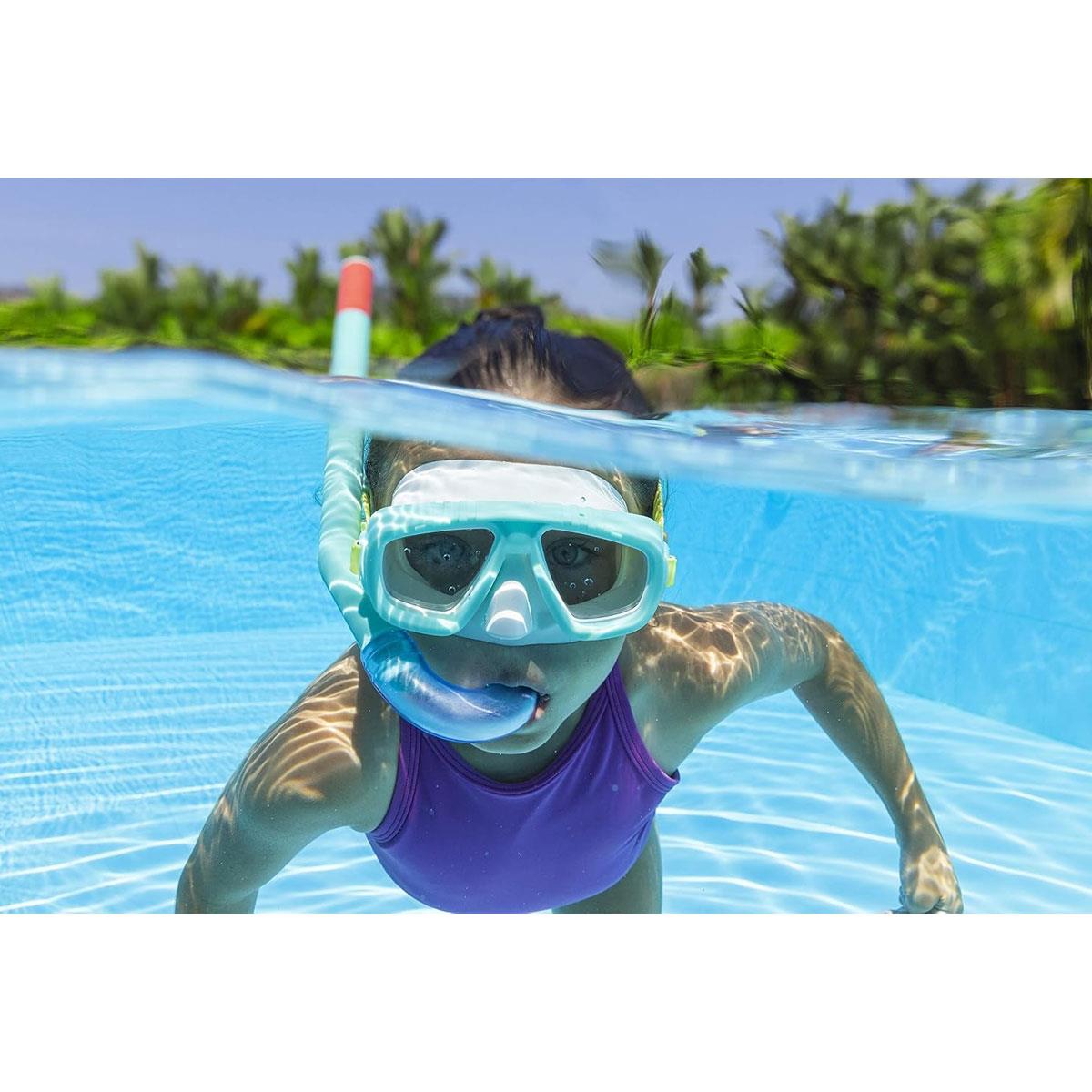 Bestway Aqua Champ Essential Kids Snorkel Mask Set with Dual Polycarbonate Lenses Adjustable Strap Assorted Colours 3+ Years - Image 18