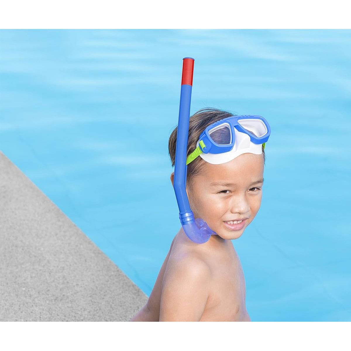 Bestway Aqua Champ Essential Kids Snorkel Mask Set with Dual Polycarbonate Lenses Adjustable Strap Assorted Colours 3+ Years - Image 19