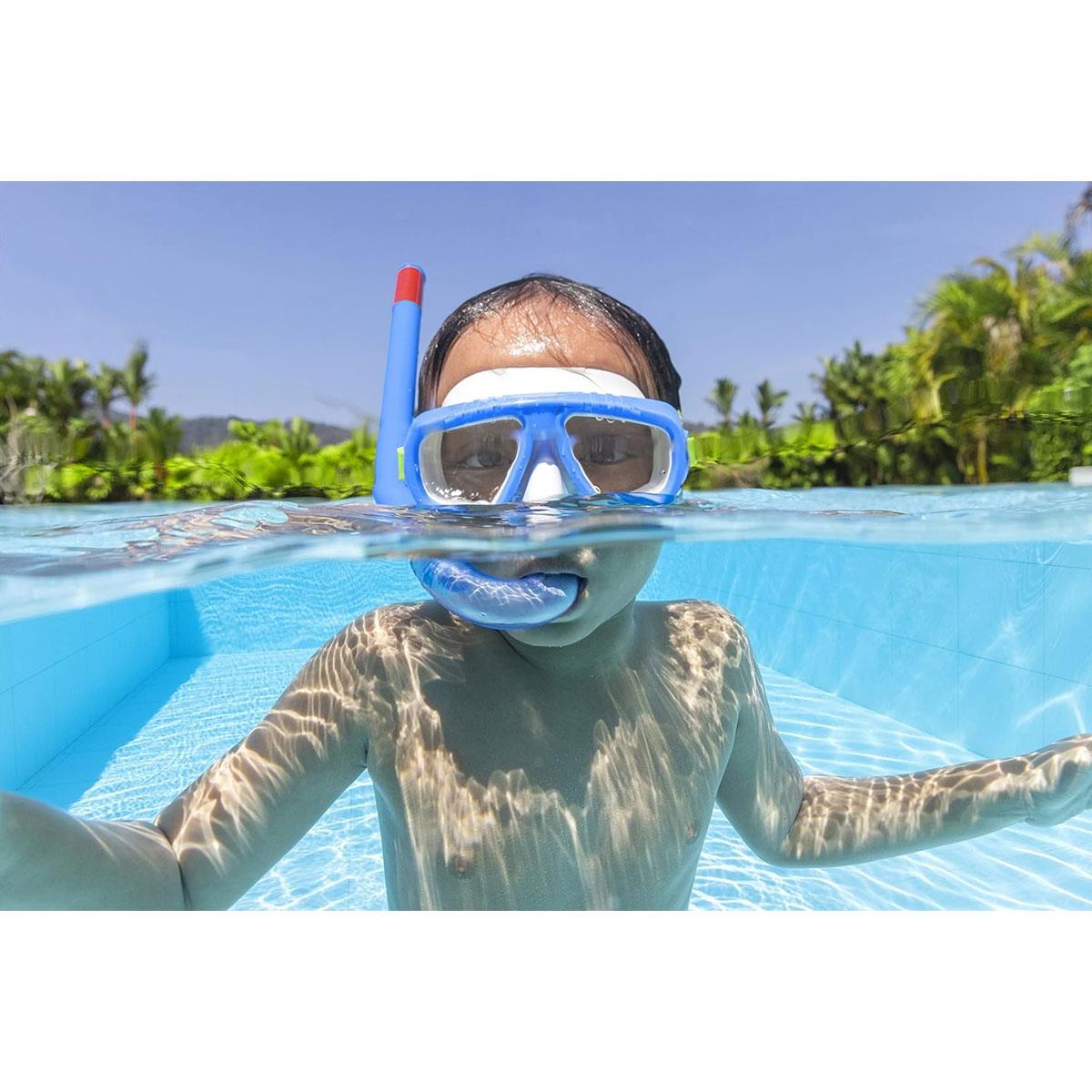 Bestway Aqua Champ Essential Kids Snorkel Mask Set with Dual Polycarbonate Lenses Adjustable Strap Assorted Colours 3+ Years - Image 20