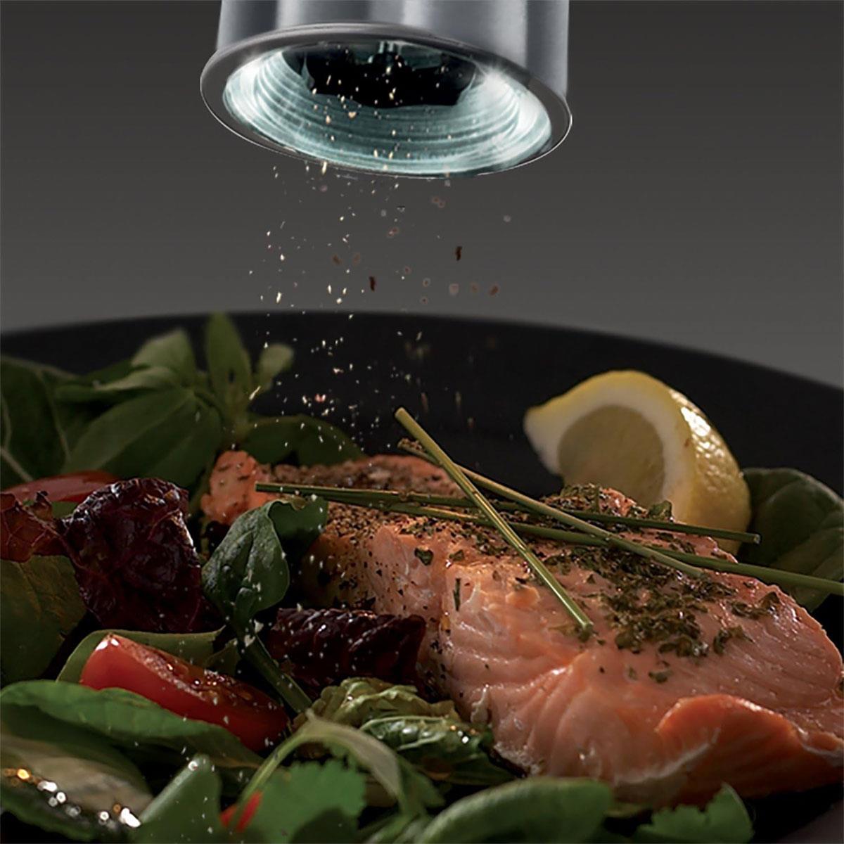 Russell Hobbs Electric Salt & Pepper Mill Set 2-Piece Stainless Steel Adjustable Ceramic Grinder LED Light Silver - Image 5