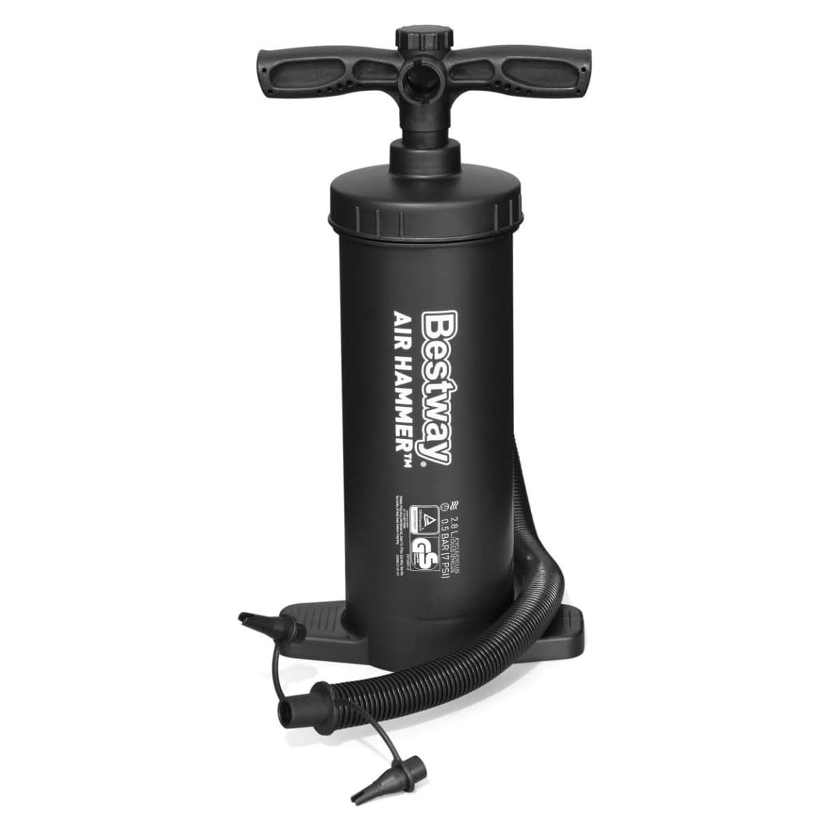 Bestway Air Hammer Hand Inflation Pump 14.5 Inch 2.8 L/cycle 3 Valve Adapters Manual Air Pump for Airbeds & Inflatables
