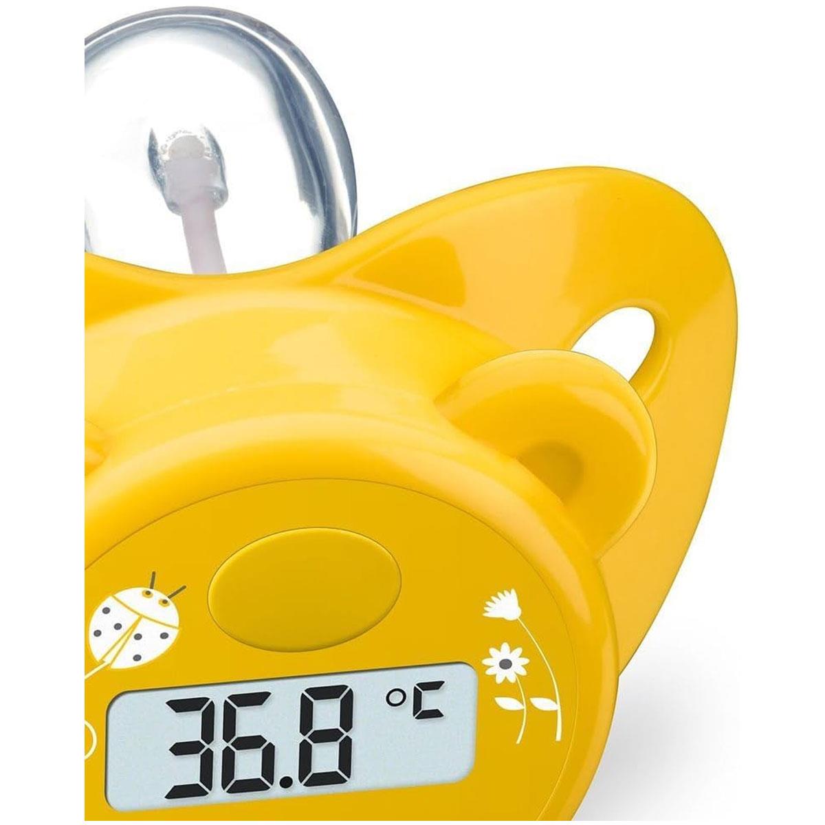 Beurer BY 20 Baby Pacifier Thermometer Digital Oral Thermometer Waterproof ±0.1°C Accuracy Yellow Protective Cap - Image 2
