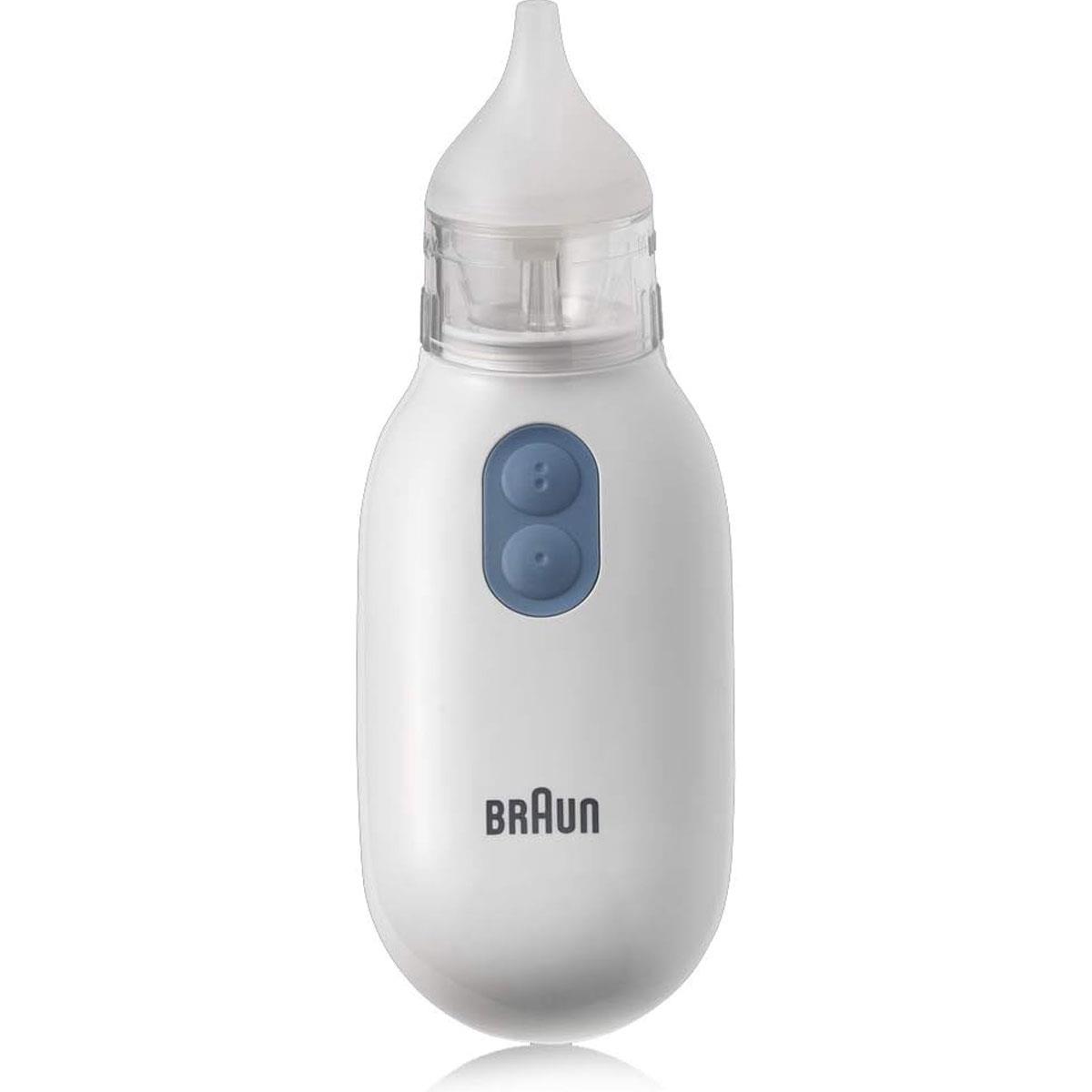 Braun Nasal Aspirator 1 Electric Baby Nose Cleaner 2 Suction Levels 2 Nose Tips BPA-Free White with 2 AA Batteries - Image 3