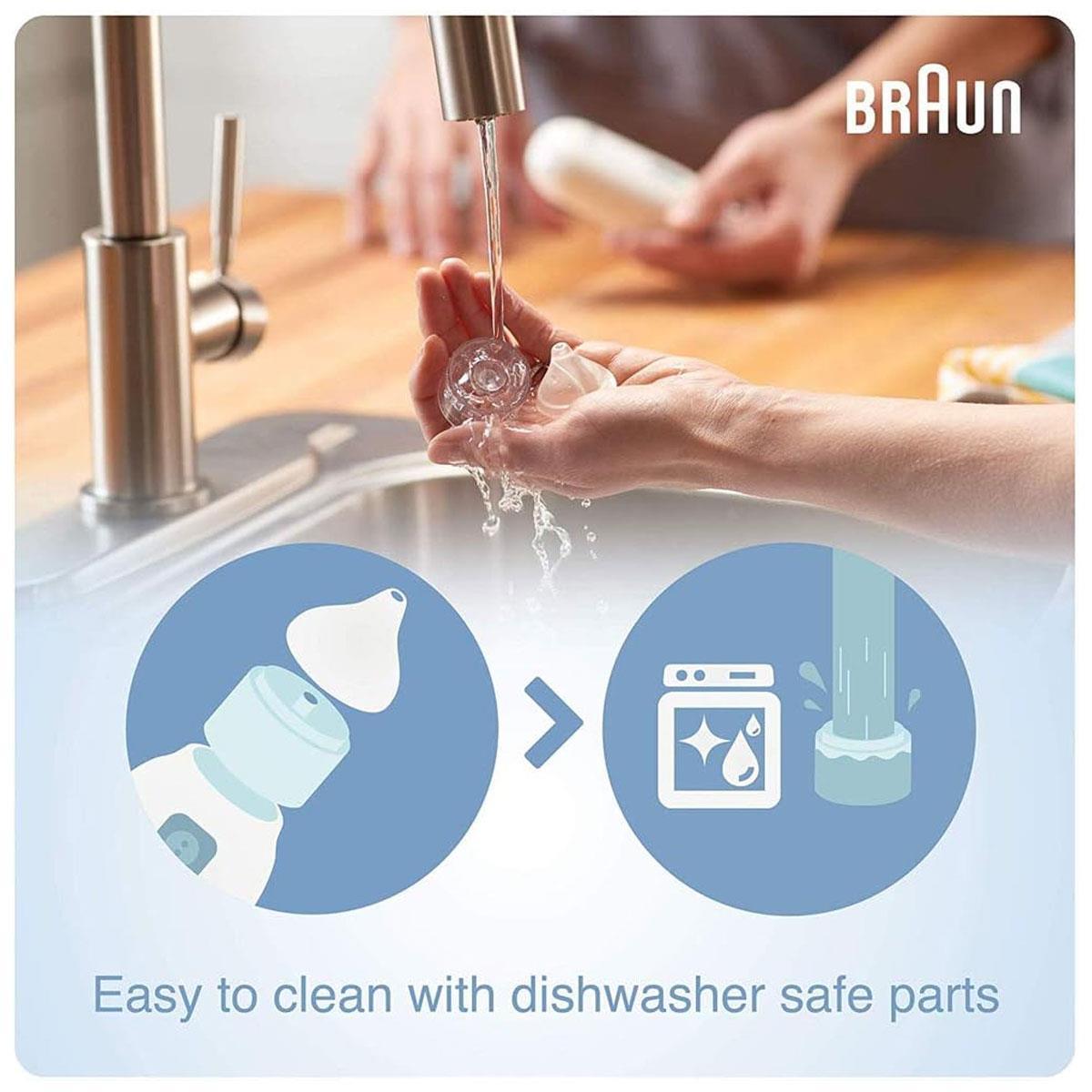 Braun Nasal Aspirator 1 Electric Baby Nose Cleaner 2 Suction Levels 2 Nose Tips BPA-Free White with 2 AA Batteries - Image 6