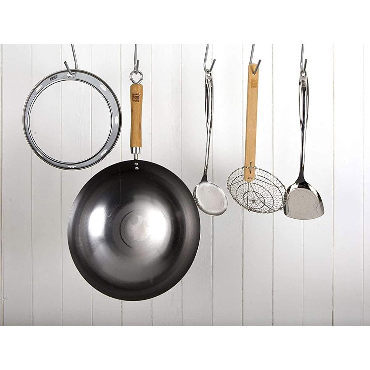 School of Wok Stainless Steel Wok Ladle Chinese Cooking Utensil 35.5 cm Silver - Image 2