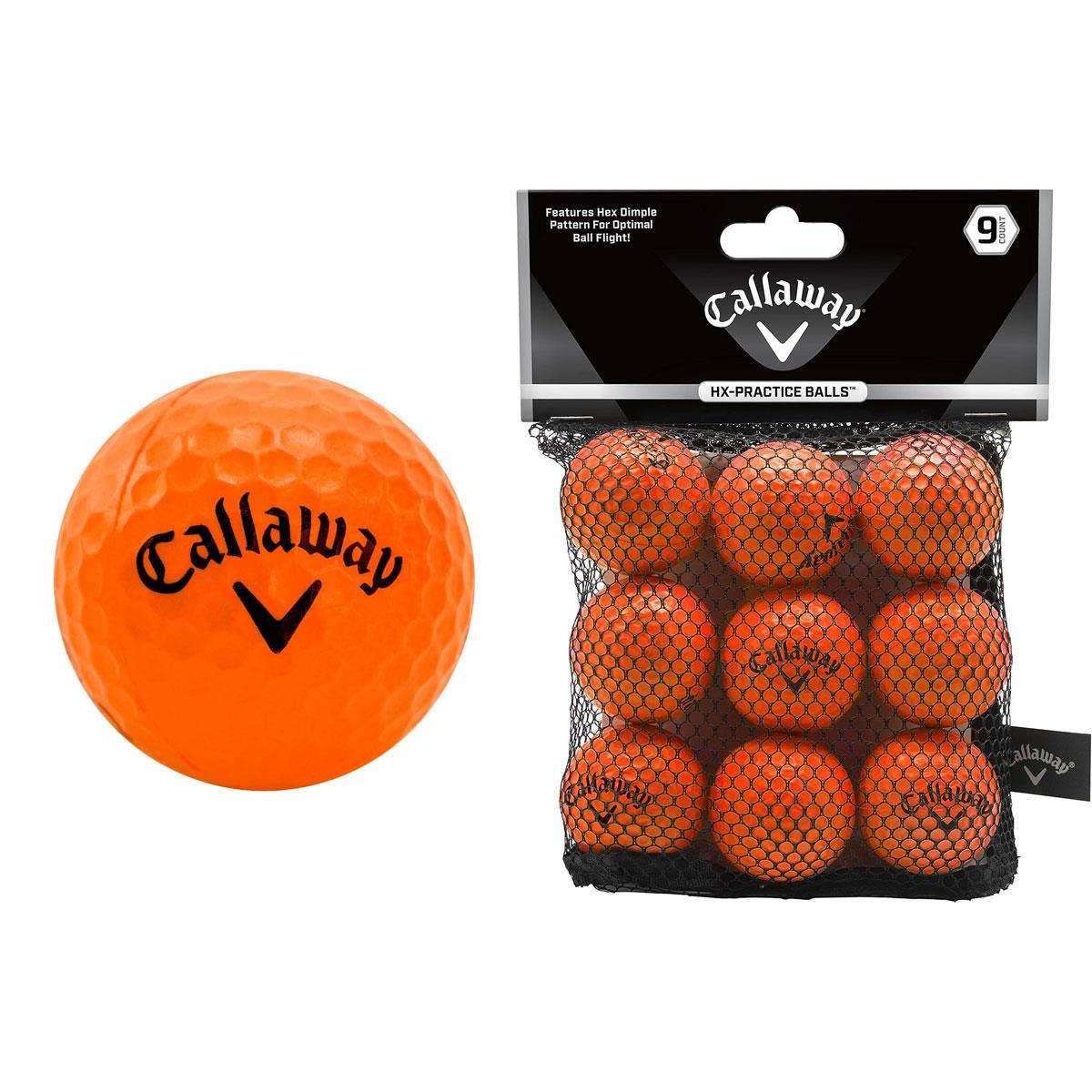 Callaway Soft Flight Golf Practice Balls with Hex Pattern Neon Orange Reduced Flight 9 Ball Pack with Mesh Carrying Bag