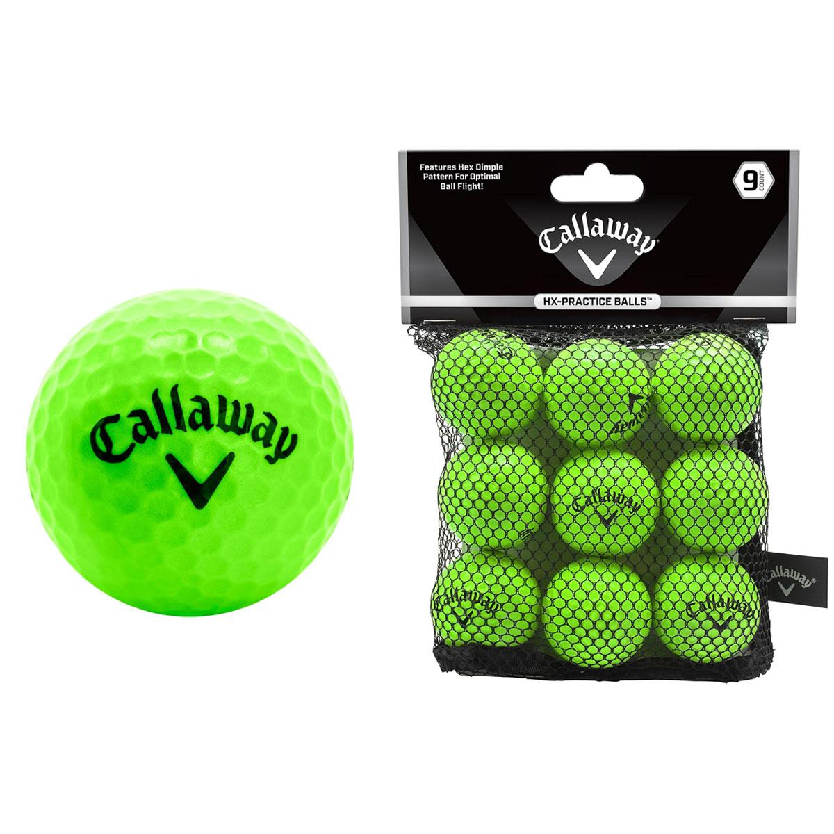 Callaway Soft Flight Golf Practice Balls with Hex Pattern Neon Green Reduced Flight 9 Ball Pack with Mesh Carrying Bag
