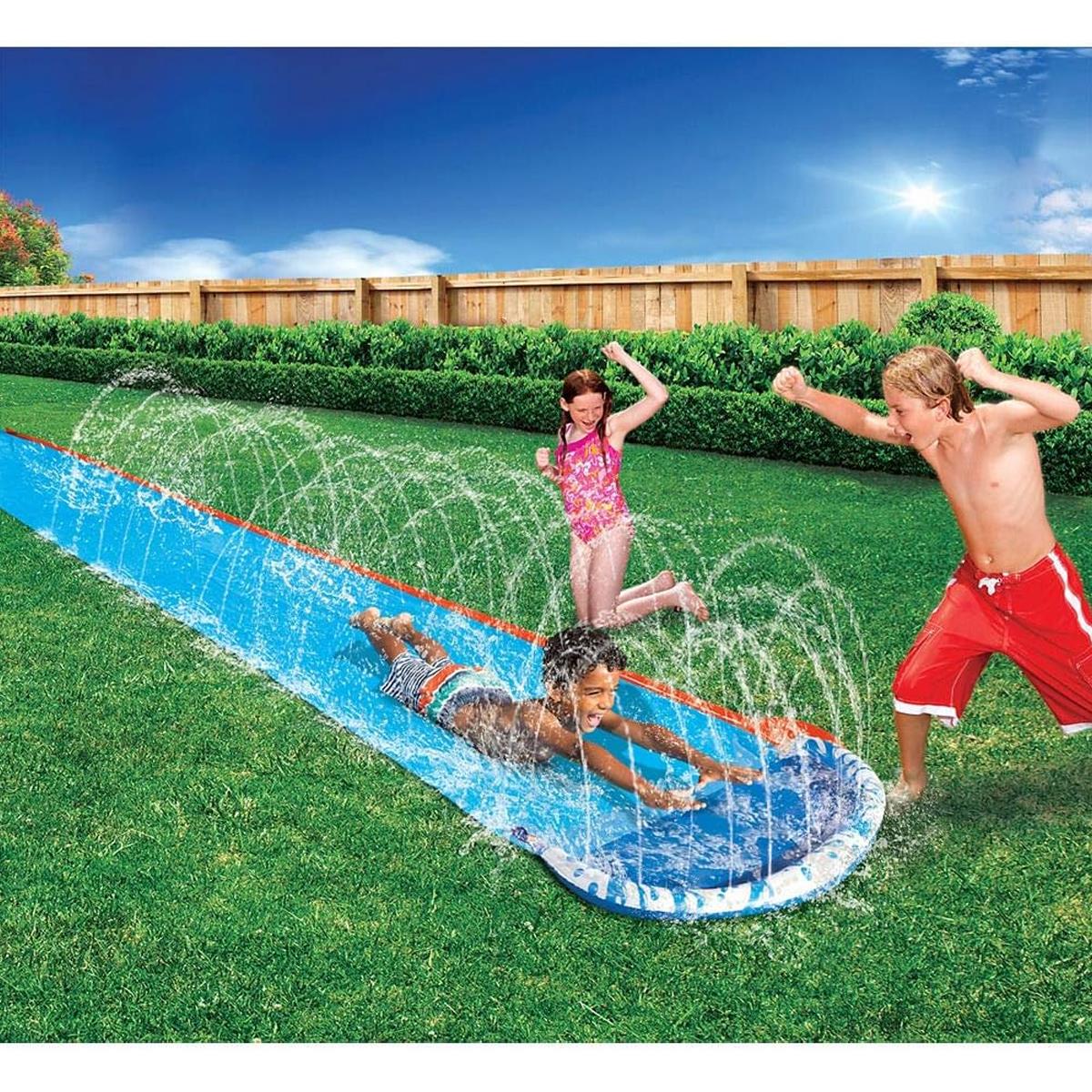 BANZAI Inflatable Water Slide Mat With Water Jet 488 x 71 Cm Blue Garden Hose Outdoor Slip Slide For Kids Ages 5–12 - Image 2
