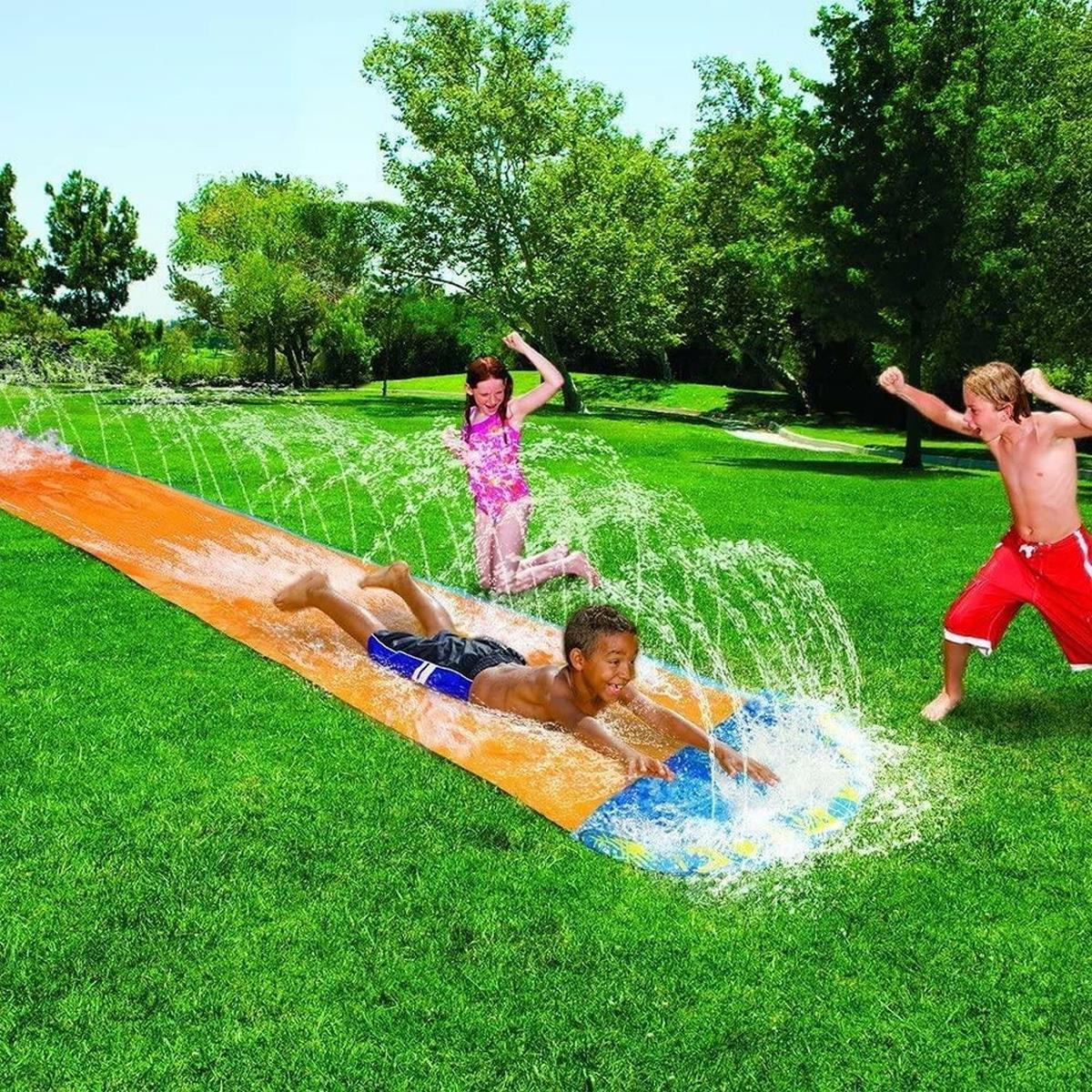 BANZAI Inflatable Water Slide Mat With Water Jet 488 x 71 Cm Blue Garden Hose Outdoor Slip Slide For Kids Ages 5–12 - Image 7
