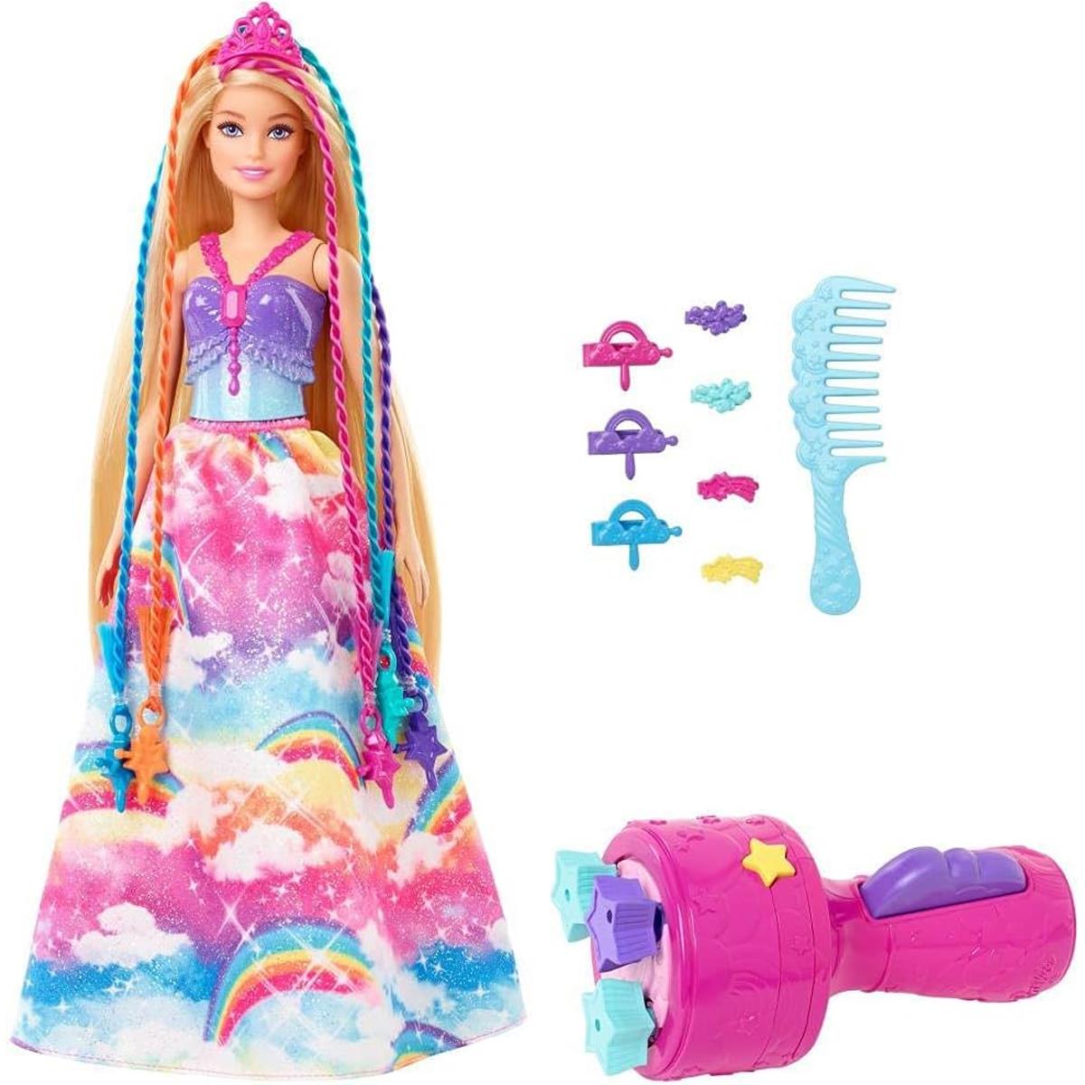 Barbie Dreamtopia Twist 'n Style Princess Hairstyling Doll 11.5-Inch Blonde Hair With Rainbow Extensions And Accessories