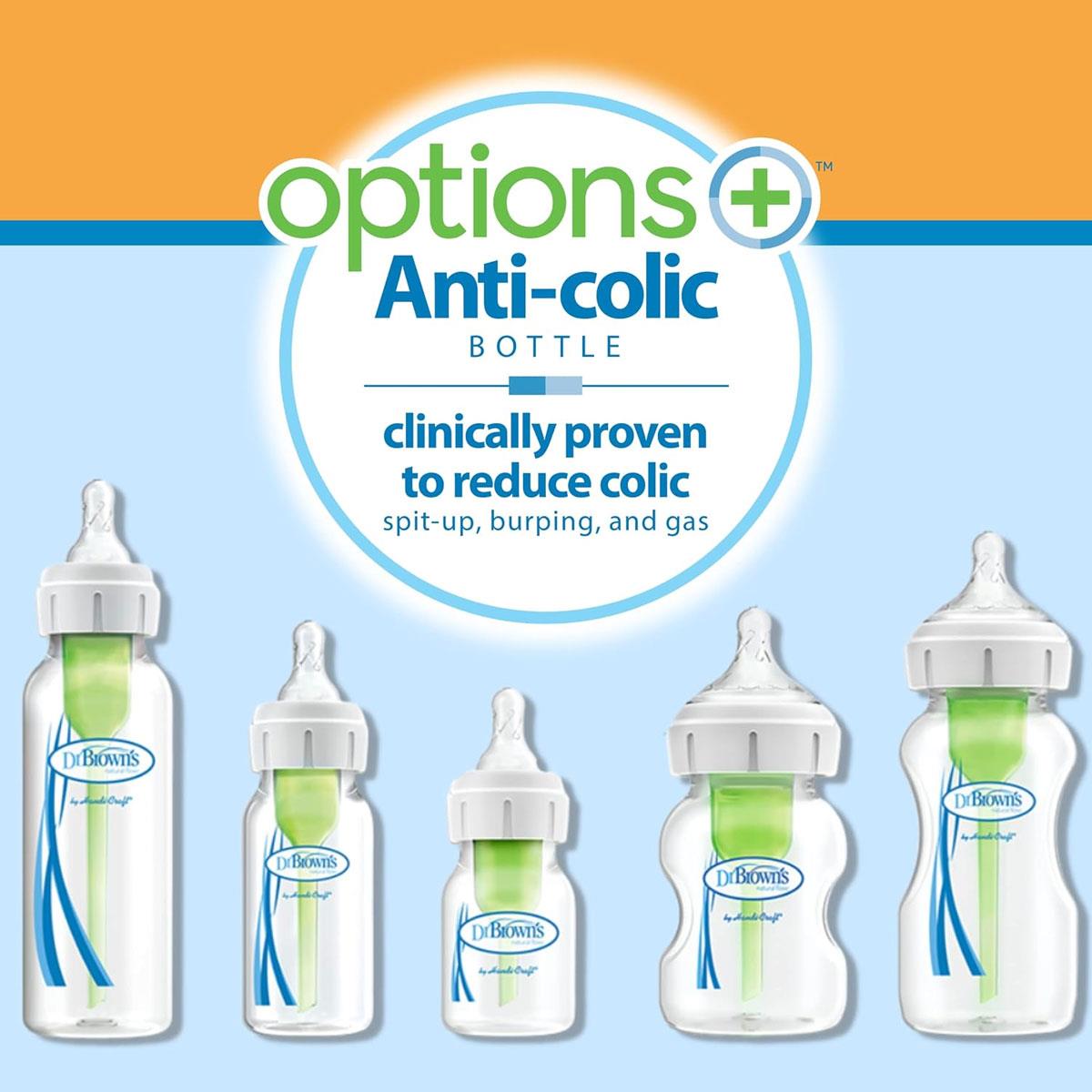 Dr Brown Options+ Anti-Colic Baby Bottle Wide-Neck 270ml Medium Flow Blue Pack of 2 - Image 6