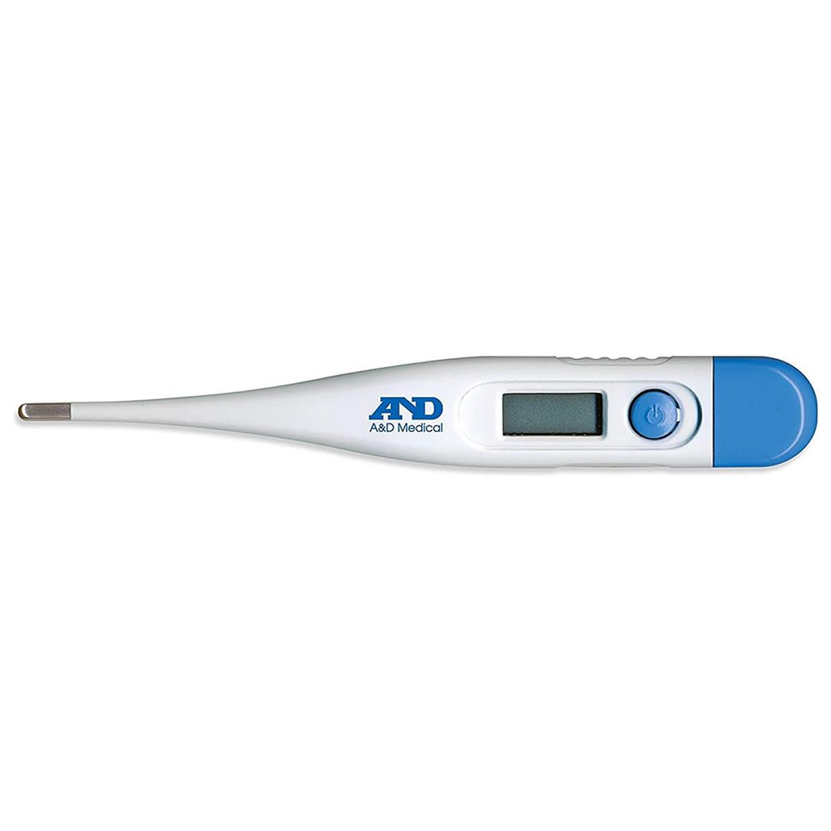 A&D Medical Digital Fever Thermometer White/Blue, Oral, Underarm And Rectal, °C/°F, Waterproof