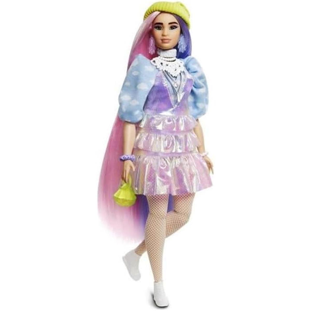 Barbie Extra Doll Curvy With Shimmery Pink And Purple Hair Fashion Outfit 15 Accessories And Puppy Pet - Image 4