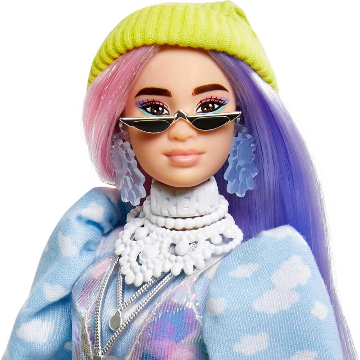 Barbie Extra Doll Curvy With Shimmery Pink And Purple Hair Fashion Outfit 15 Accessories And Puppy Pet - Image 6