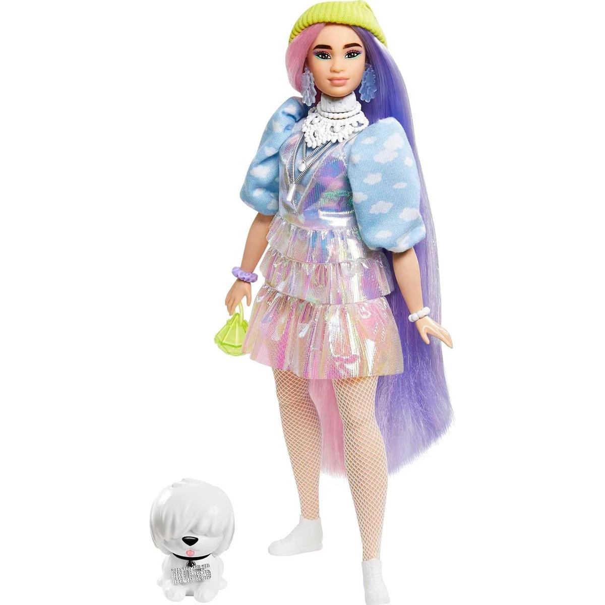 Barbie Extra Doll Curvy With Shimmery Pink And Purple Hair Fashion Outfit 15 Accessories And Puppy Pet - Image 7