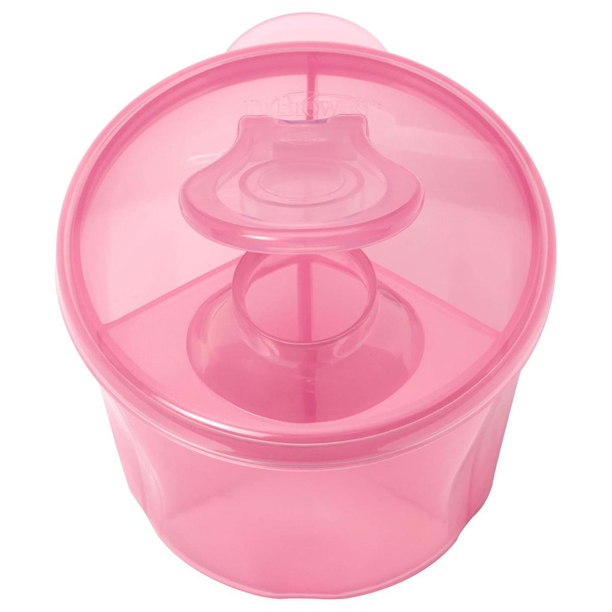 Dr Brown Baby Milk Powder Dispenser Travel Formula Container 3 Compartments Snap-On Lid Pink - Image 2