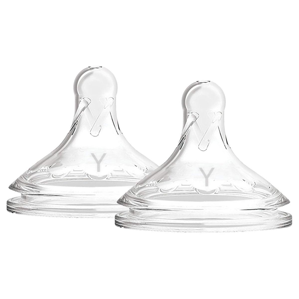 Dr Brown Options+ Y-Cut Cereal Teat Wide-Neck Fast Flow Silicone 9 Months+ Transparent